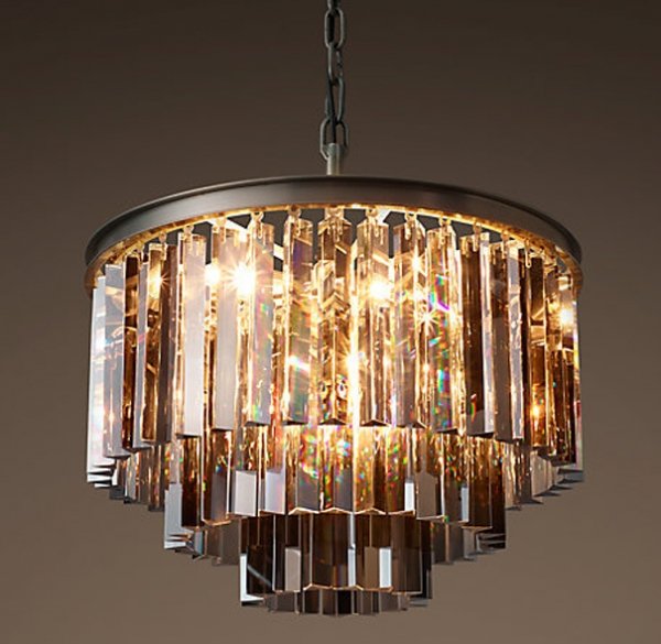 Люстра RH 1920s Odeon Smoke Glass Fringe Chandelier - 3 rings Черный в Санкт-петербурге | Loft Concept 