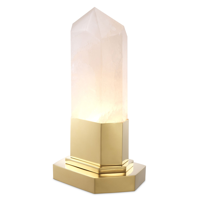 Настольная лампа Eichholtz Table Lamp Rock Crystal Золотой Молочный в Санкт-петербурге | Loft Concept 