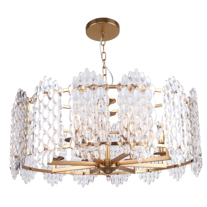 Люстра подвесная Textured Glass Chandelier D71 Глянцевое золото Прозрачное Стекло в Санкт-петербурге | Loft Concept 