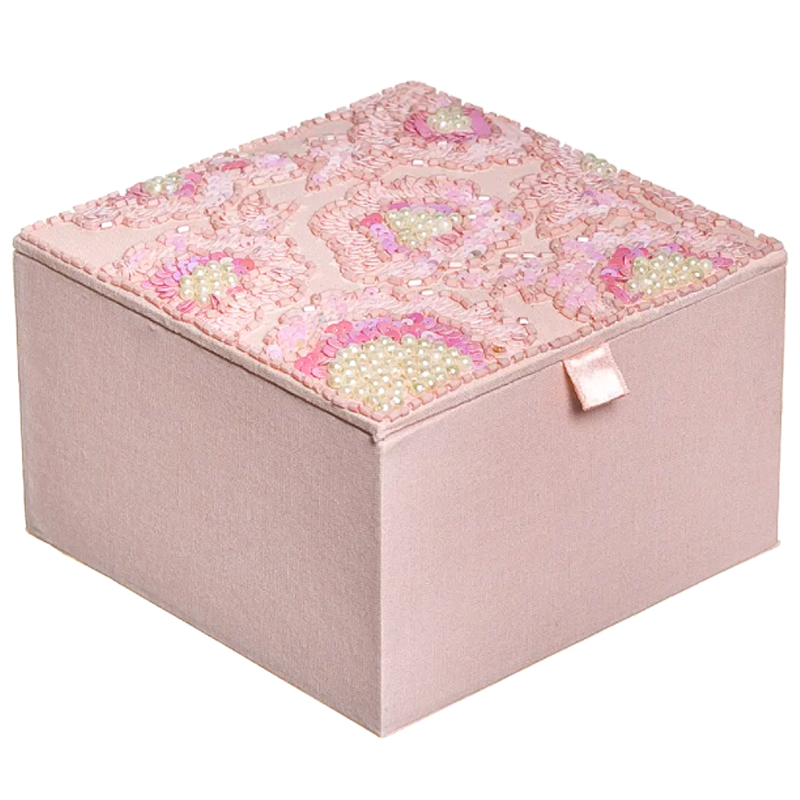 Шкатулка с вышивкой из бисера Fleur Beads Embroidery Box Розовый в Санкт-петербурге | Loft Concept 