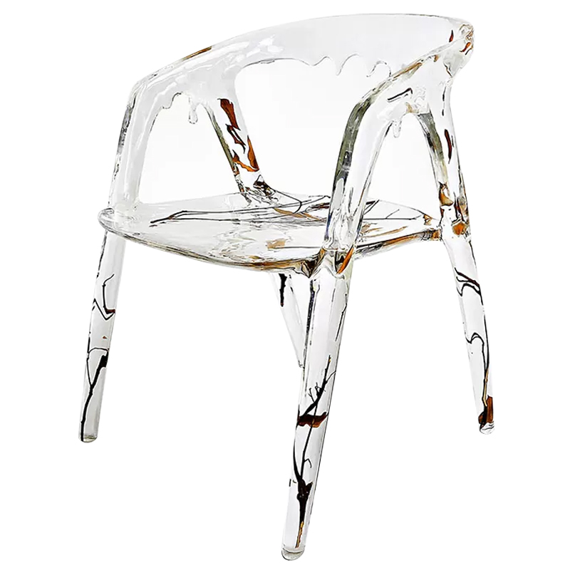 Стул из прозрачного акрила Crystal Waterfall Armchair Прозрачный Коричневый Оранжевый в Санкт-петербурге | Loft Concept 