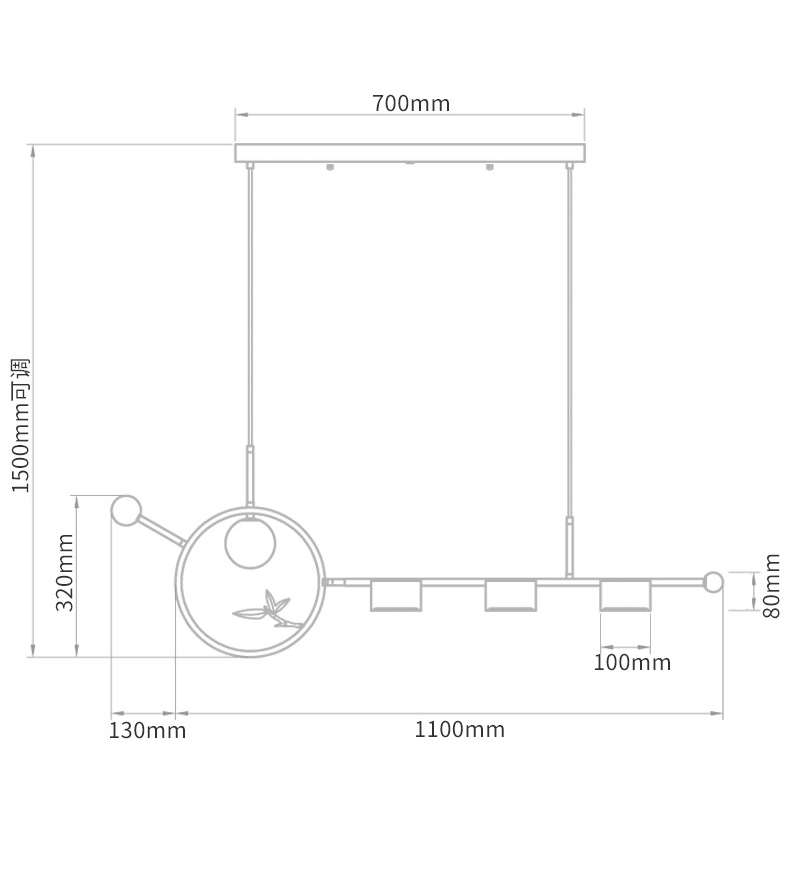 Линейный светильник Metal Wood Ring Leaf Linear Light в Санкт-петербурге