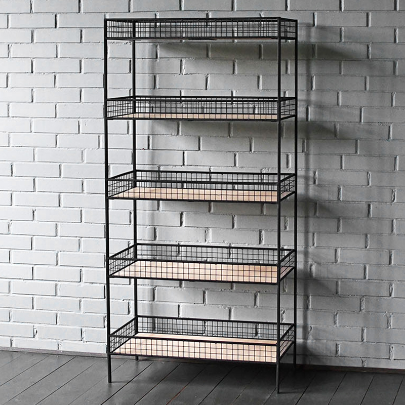 Стеллаж Keith Industrial Metal Rust Rack Черный Древесина в Санкт-петербурге | Loft Concept 