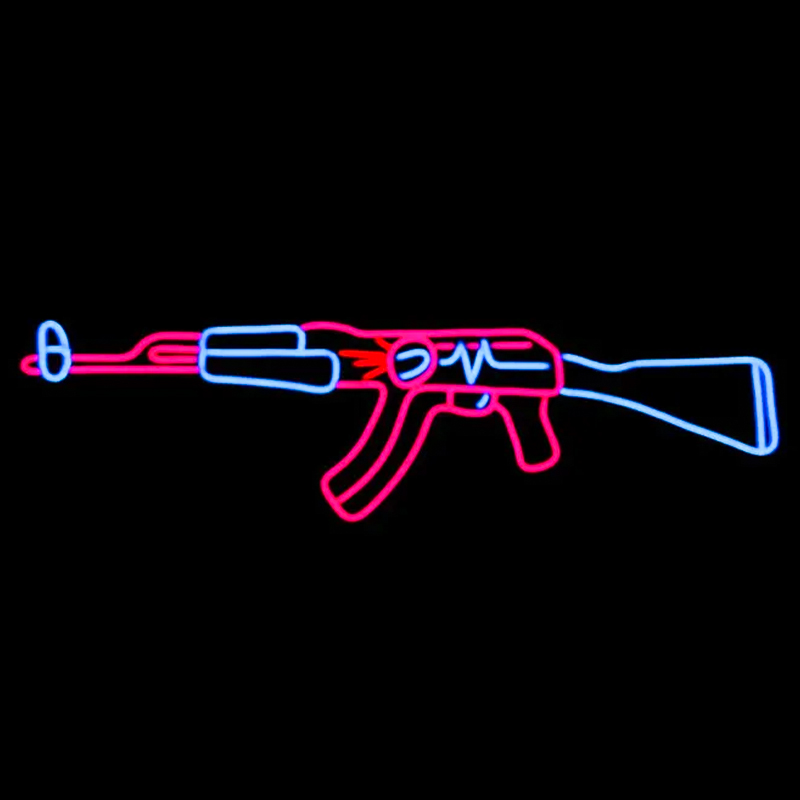 Неоновая настенная лампа Machine Gun Neon Wall Lamp Прозрачный Розовый Голубой в Санкт-петербурге | Loft Concept 