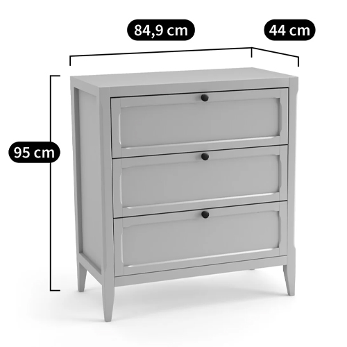 Комод с 3-мя ящиками серый Silva Grey Chest of Drawers в Санкт-петербурге