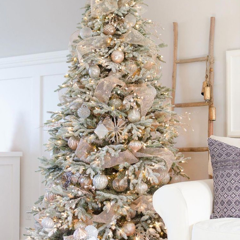 Дизайнерская Ель с Нежно-Розовым Декором Премиум Christmas Tree Pink and Silver Розовый пастельный Серебряный в Санкт-петербурге | Loft Concept 