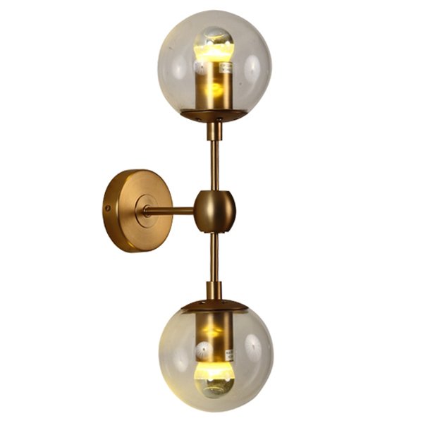 Бра Modo Sconce 2 Globes Gold Золотой Янтарь (Amber) Прозрачное Стекло в Санкт-петербурге | Loft Concept 