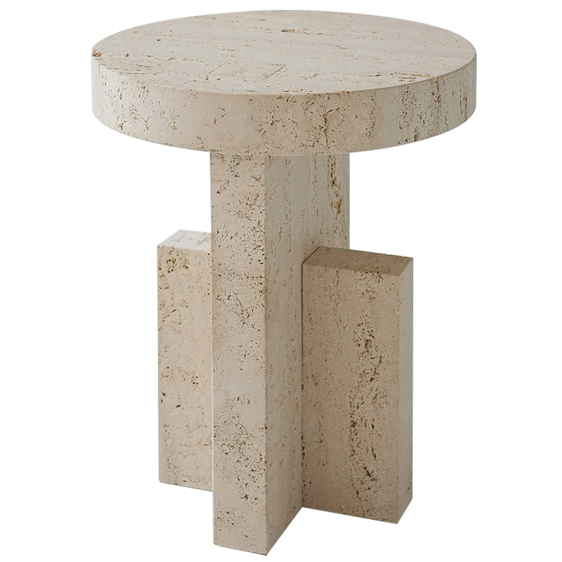 Приставной стол Clarence Travertine Side Table Бежевый в Санкт-петербурге | Loft Concept 