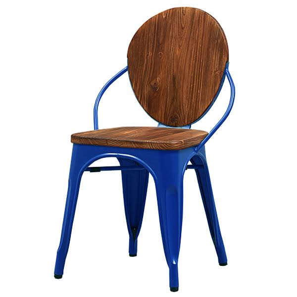 Стул Tolix chair Wooden Blue Дуб темный Синий в Санкт-петербурге | Loft Concept 