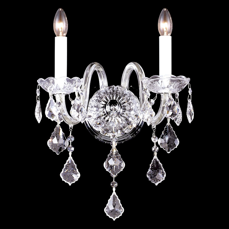 Бра в классическом стиле с 2-мя лампами и хрустальными подвесками Crystal lamps Хром Прозрачное Стекло Бра в классическом стиле с 2-мя лампами и хрустальными подвесками Crystal lamps Хром Прозрачное Стекло в Санкт-петербурге | Loft Concept