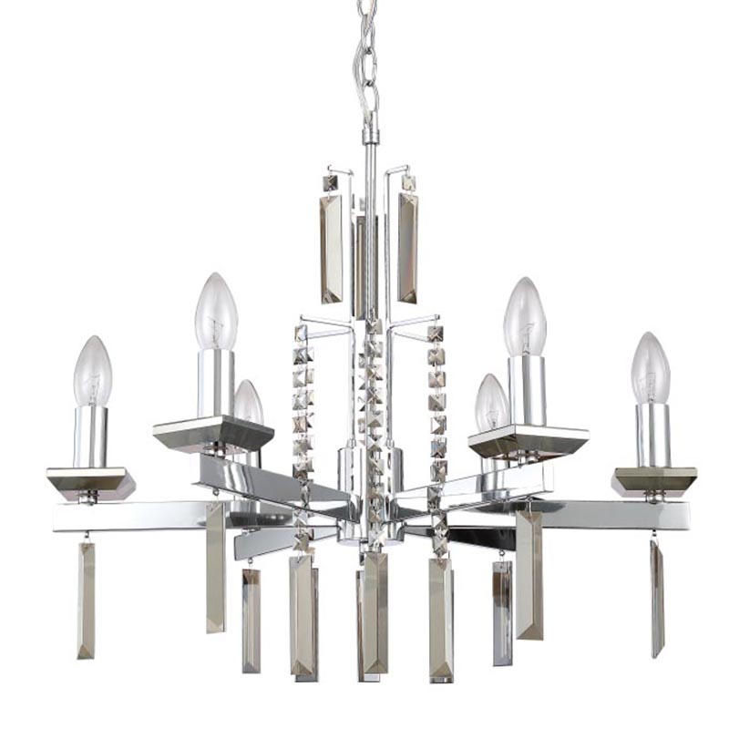 Люстра Vivien Crystal Chrome Chandelier 6 Хром Серый в Санкт-петербурге | Loft Concept 