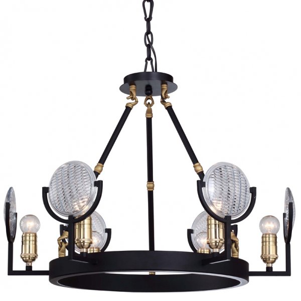 Люстра RH Gaslight Lens Chandelier 6 Черный в Санкт-петербурге | Loft Concept 