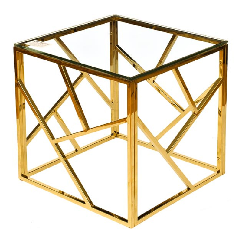 Приставной стол Serene Furnishing Gold Clear Glass Top Side Table Золотой Прозрачное Стекло в Санкт-петербурге | Loft Concept 