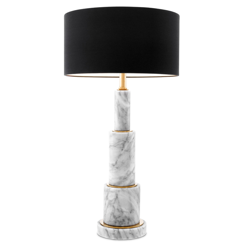 Настольная лампа Eichholtz Table Lamp Dax Белый Мрамор Bianco Черный Глянцевое золото в Санкт-петербурге | Loft Concept 