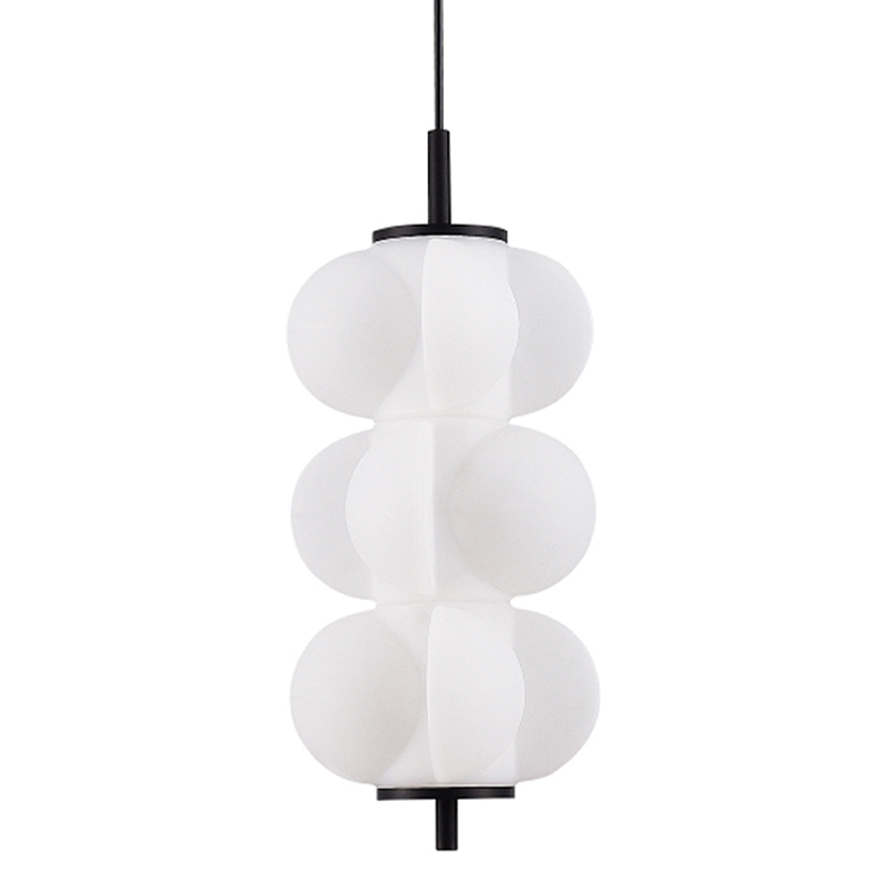 Светодиодный подвесной светильник геометрической формы с белым воздушным плафоном Glowing Cloud Белый Черный в Санкт-петербурге | Loft Concept 