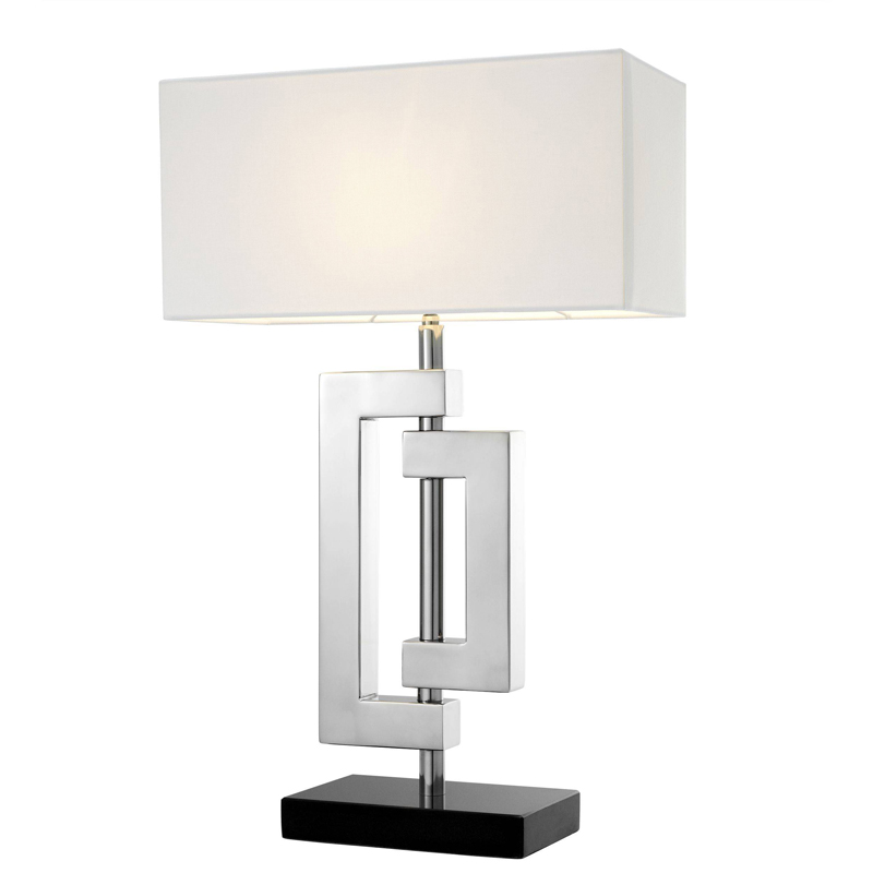 Настольная лампа Eichholtz Table Lamp Leroux stainless steel Белый Нержавеющая сталь Черный в Санкт-петербурге | Loft Concept 