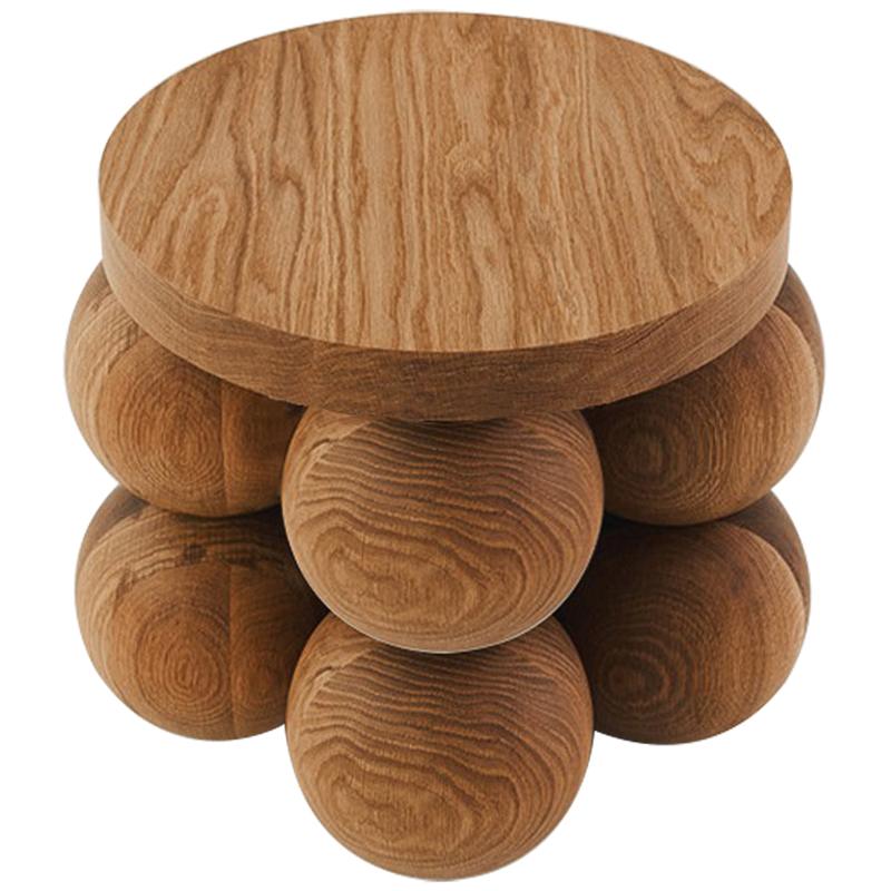 Приставной стол деревянный Wooden Spheres Unique Shaped Side Table Коричневый в Санкт-петербурге | Loft Concept 