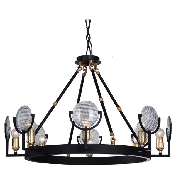 Люстра RH Gaslight Lens Chandelier 8 Черный в Санкт-петербурге | Loft Concept 