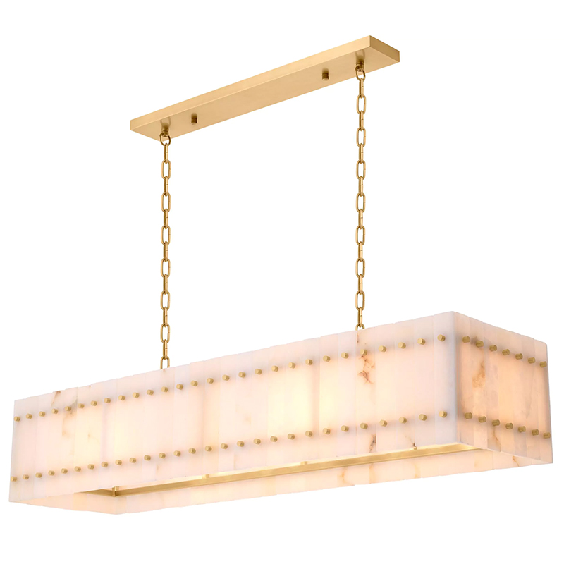 Люстра Eichholtz Chandelier Ruby Rectangular Alabaster Латунь Бежевый Белый Мрамор Bianco в Санкт-петербурге | Loft Concept 