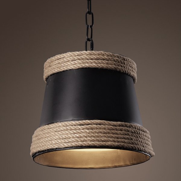 Подвесной светильник Black & Hemp Pendant Lamp Черный в Санкт-петербурге | Loft Concept 