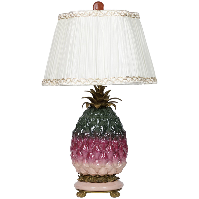 Настольная лампа с абажуром Pineapple Dark Green Purple Table Lamp Белый Бронза Зеленый Розовый в Санкт-петербурге | Loft Concept 