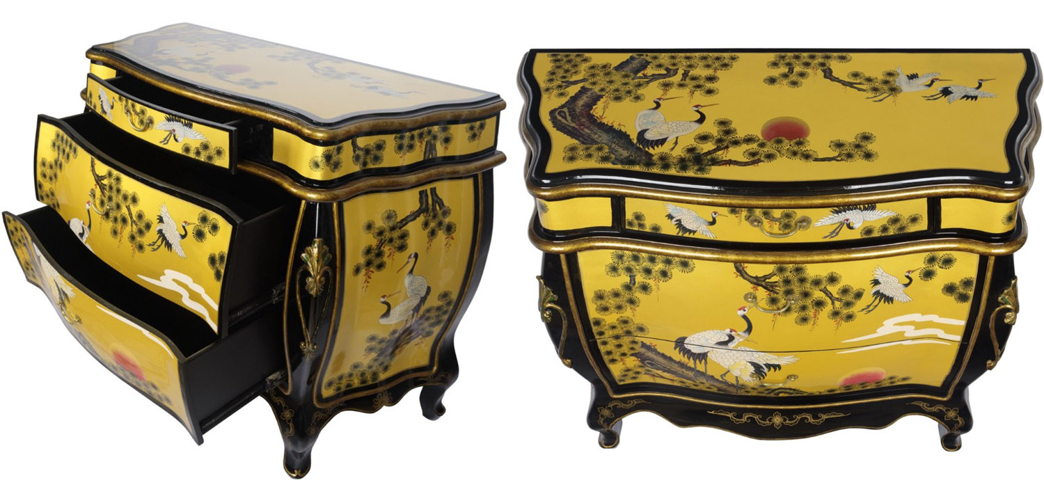 Китайский комод с журавлями Grus chest of drawers - фото