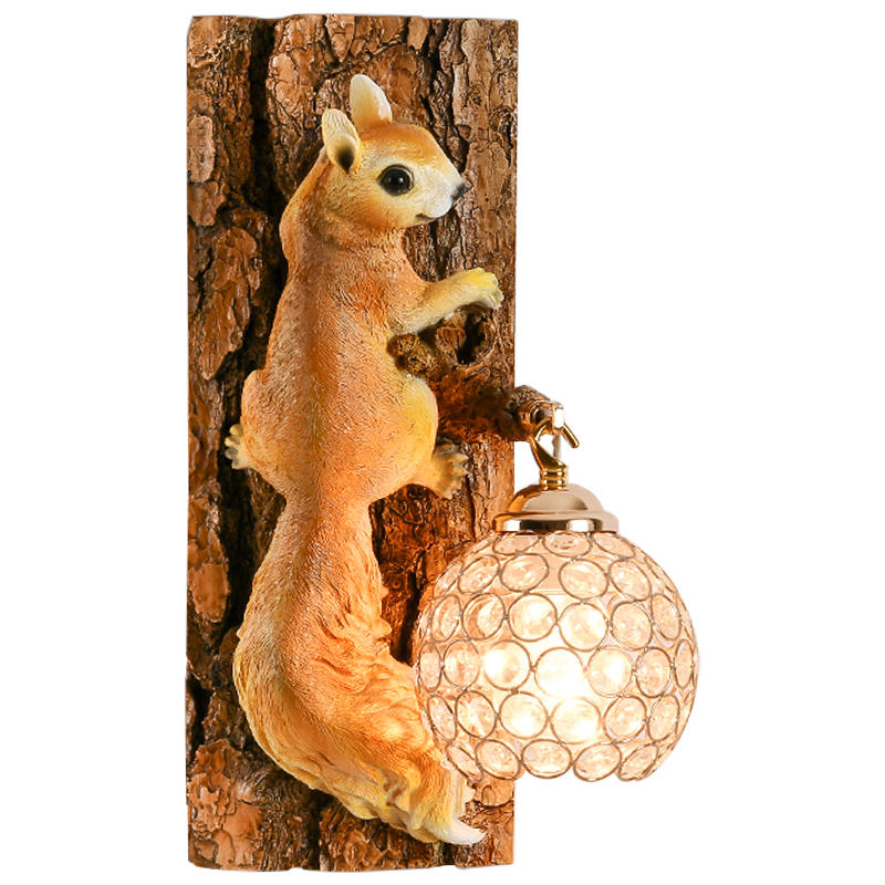 Бра для детской Белка на дереве Squirrel Wall Lamp Коричневый Оранжевый Латунь в Санкт-петербурге | Loft Concept 