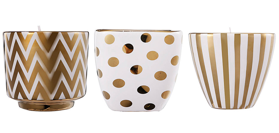 Набор из 3-х подсвечников Gold & White Ornament Набор из 3-х подсвечников Gold & White Ornament - Loft-Concept в Санкт-петербурге