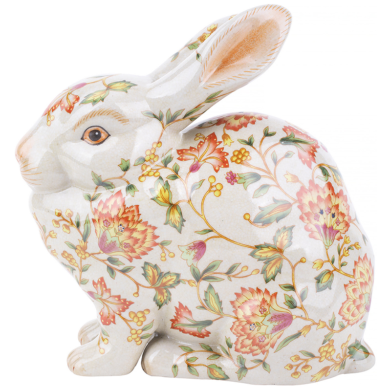 Декоративная статуэтка Porcelain Hare Statuette Белый Мульти Оранжевый Зеленый в Санкт-петербурге | Loft Concept 