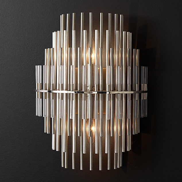 Бра Restoration Hardware Emile Sconce Chrome Прозрачный Латунь Античная полированная Оловянный в Санкт-петербурге | Loft Concept 