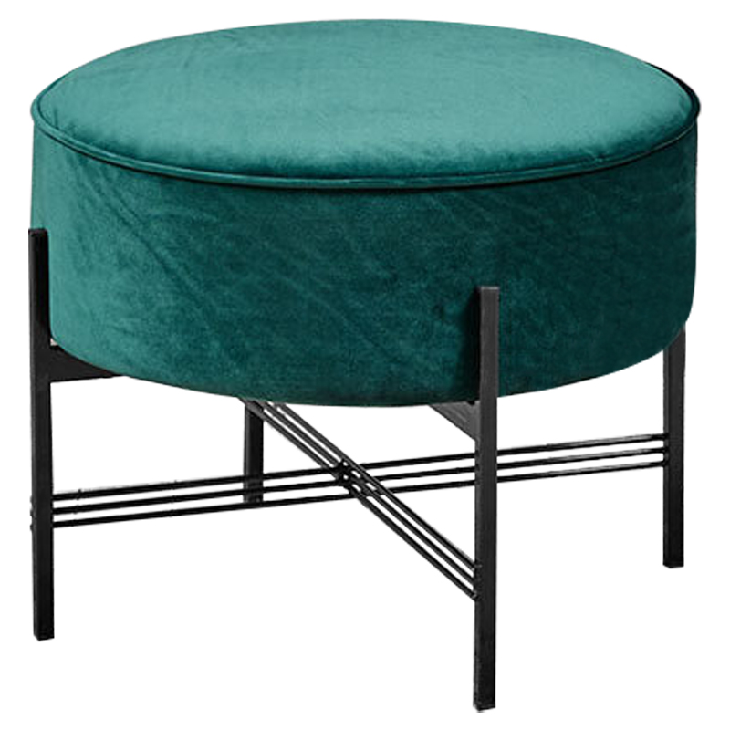 Пуф изумрудного цвета велюровый Sanjay Velour Pouf Emerald Изумрудный Черный в Санкт-петербурге | Loft Concept 