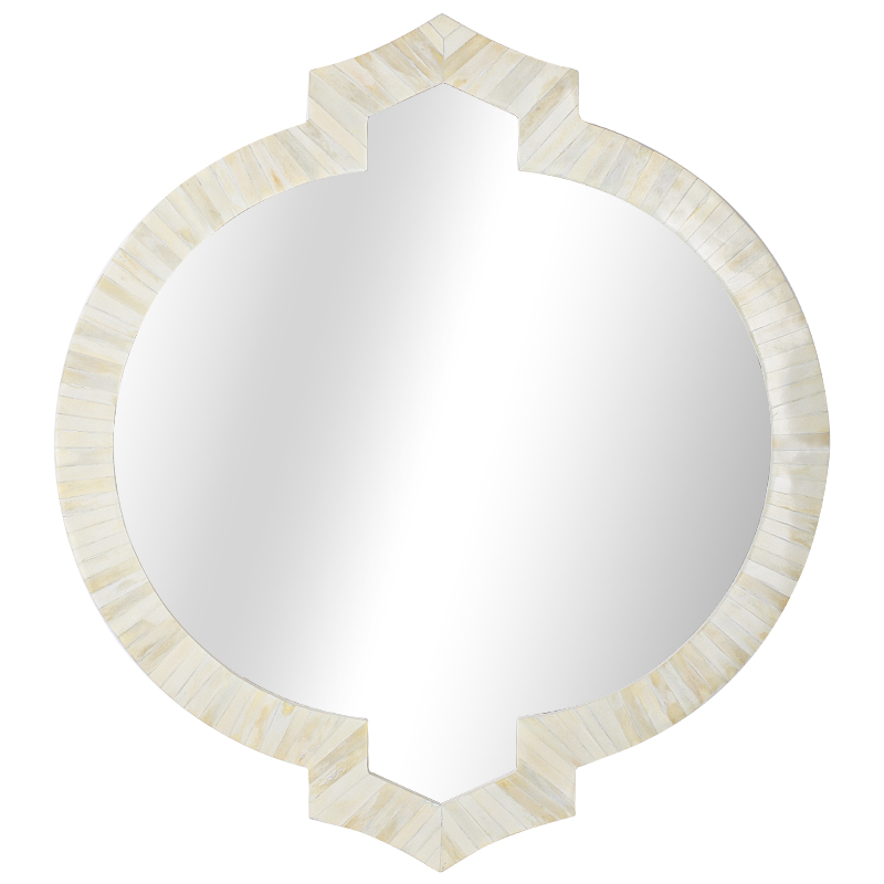 Зеркало Bone Inlay Round Mirror white  в Санкт-петербурге | Loft Concept 