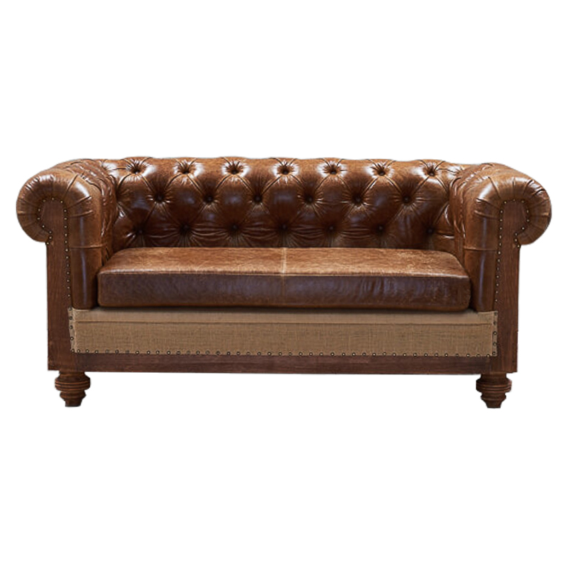 Диван Deconstructed Chesterfield Sofa double Brown leather Коричневый ivory ( слоновая кость ) в Санкт-петербурге | Loft Concept 