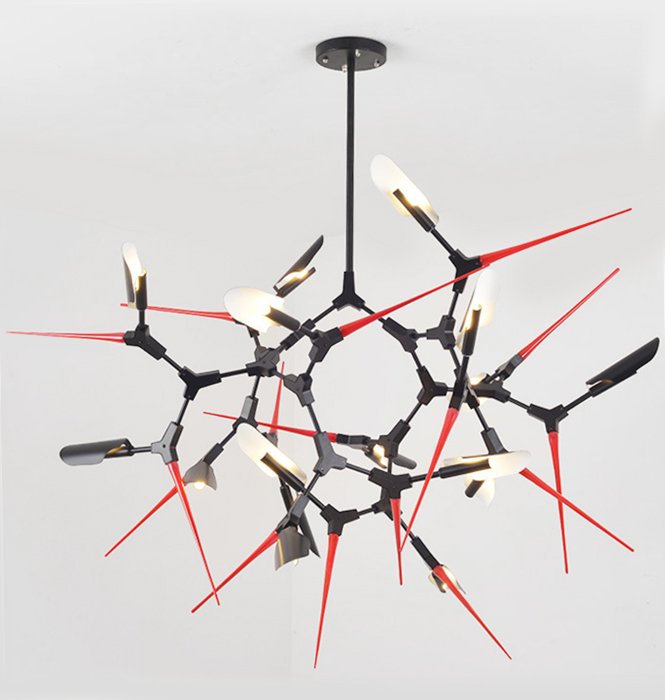 Люстра Red Spikes Chandelier 16 Черный Красный в Санкт-петербурге | Loft Concept 