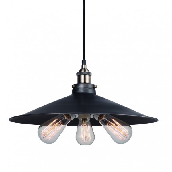 Подвесной светильник 20th C. Factory Filament Metal Triple Pendant Black Черный в Санкт-петербурге | Loft Concept 