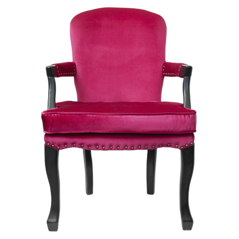 Кресло Aubrey Classical Armchair rose velour Малиновый (Crimson) Черный в Санкт-петербурге | Loft Concept 