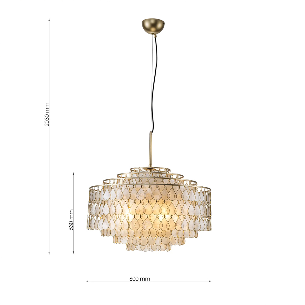 Люстра многоярусная с декором из натуральной морской ракушки Iridescent Light в Санкт-петербурге