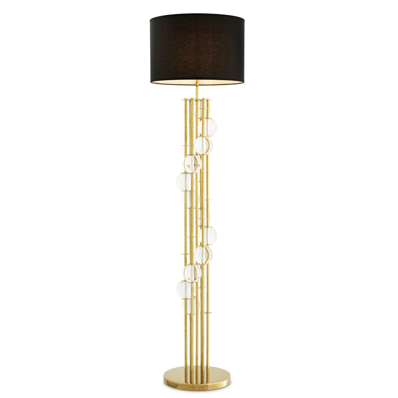 Торшер Eichholtz Floor Lamp Lorenzo Gold & black Глянцевое золото Черный Прозрачный в Санкт-петербурге | Loft Concept 