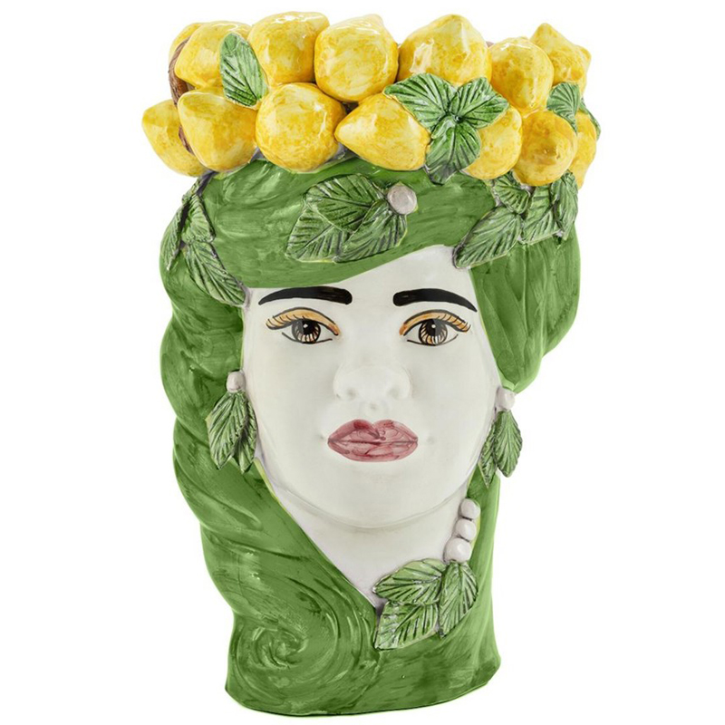 Ваза Vase Lemon Head Lady Green Зеленый Желтый Белый в Санкт-петербурге | Loft Concept 