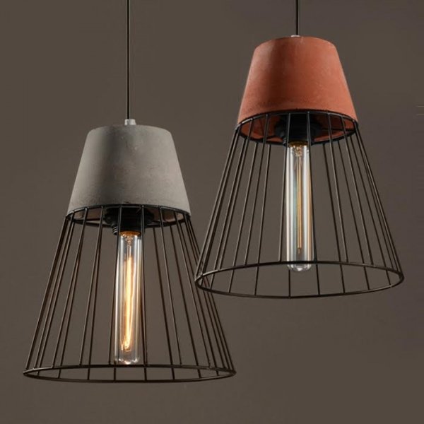 Подвесной светильник Cement Droplight Pendant Light cone Серый Красный Черный в Санкт-петербурге | Loft Concept 