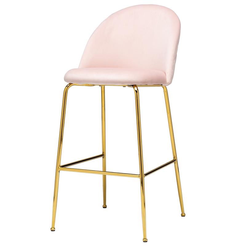 Барный стул Vendramin Bar Stool pink Розовый пастельный Глянцевое золото в Санкт-петербурге | Loft Concept 