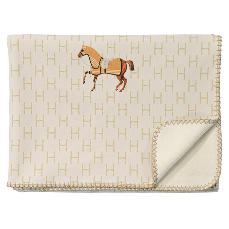 Плед Hermes Pattern Horse Plaid Бежевый Коричневый в Санкт-петербурге | Loft Concept 