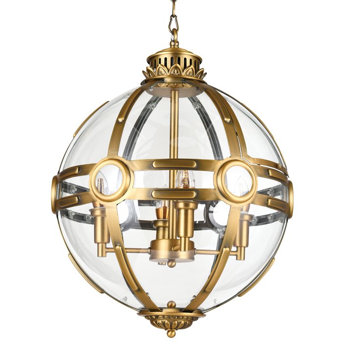 Люстра Eichholtz Lantern Hagerty Brass Прозрачное Стекло Латунь в Санкт-петербурге | Loft Concept 