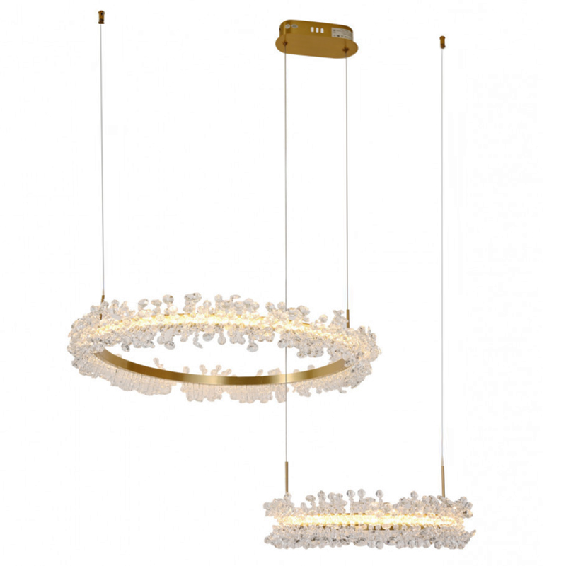 Люстра Crystal round chandelier 2 кольца Латунь Прозрачный Латунь в Санкт-петербурге | Loft Concept 