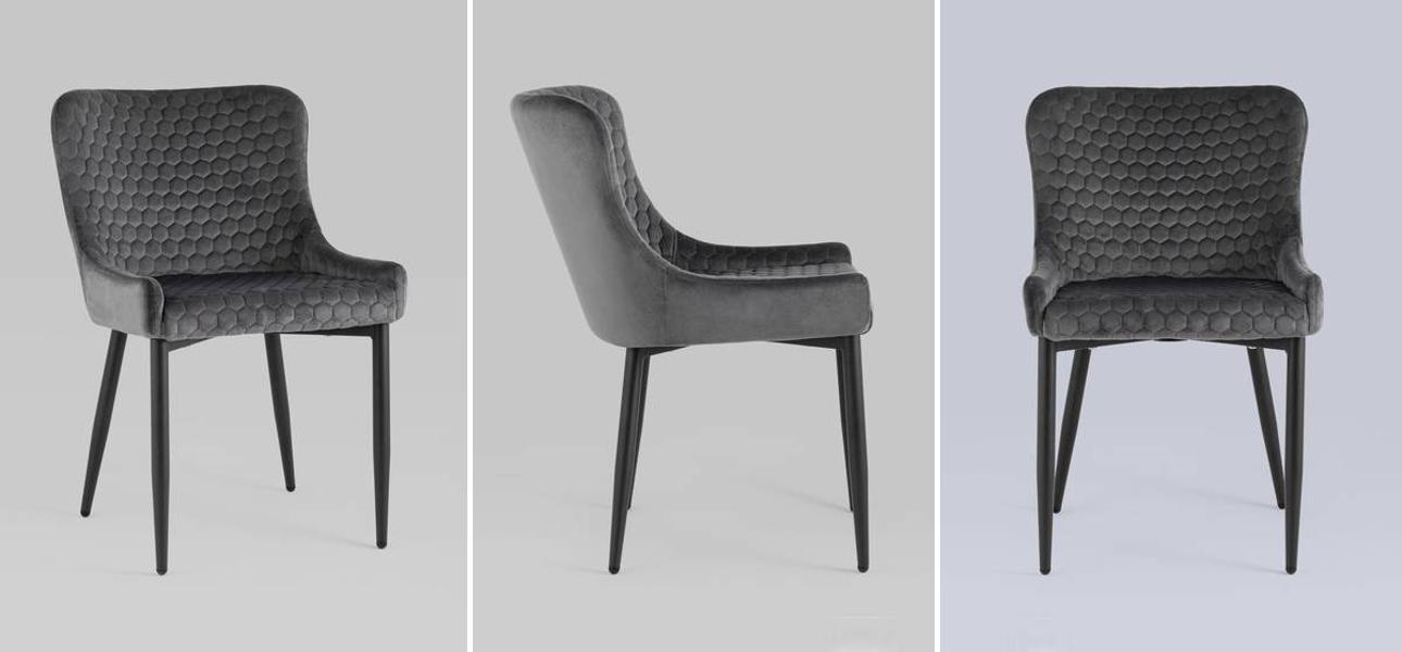 Стул Stitch Honey Chair Серый Велюр - фото