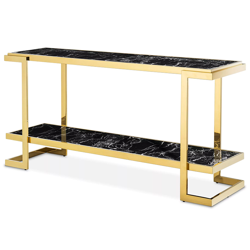 Консоль Eichholtz Console Table Senato Черный Мрамор Nero Глянцевое золото в Санкт-петербурге | Loft Concept 