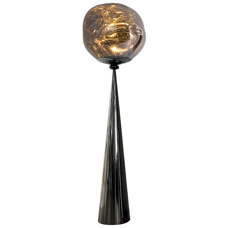 Торшер Kaine Glass Metal Floor Lamp Прозрачное Стекло Черный Серебряный Стекло Смок в Санкт-петербурге | Loft Concept 