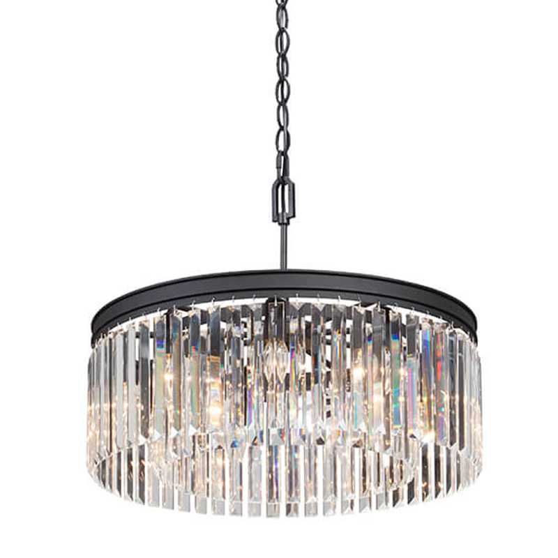 Люстра RH Rhys Clear Glass Prism Round Chandelier 60 Черный матовый Прозрачное Стекло в Санкт-петербурге | Loft Concept 