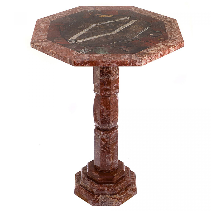 Кофейный стол из натуральных камней Лемезит и Яшма Natural Stone Tables  Терракотовый Коричневый Красный Белый в Санкт-петербурге | Loft Concept 