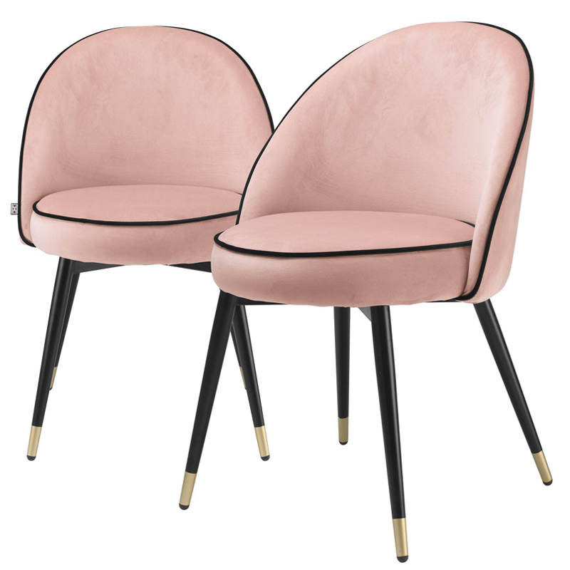 Комплект из двух стульев Eichholtz Dining Chair Cooper set of 2 nude Розовый пастельный Черный Латунь в Санкт-петербурге | Loft Concept 